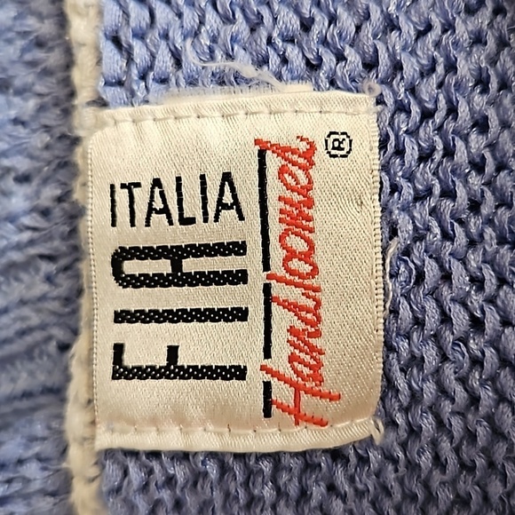 VTG FIA ITALIA Baby Blue Colorblock Striped Handloomed Fisherman Sailor Sweater - Picture 7 of 7